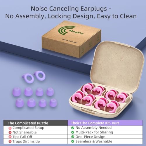 Noise Cancelling Ear Plugs Sleep 50dB NRR Side Sleep Small Ear | ultra soft silicone, reusable one-piece design, 4 sizes included, portable case - color: Pink