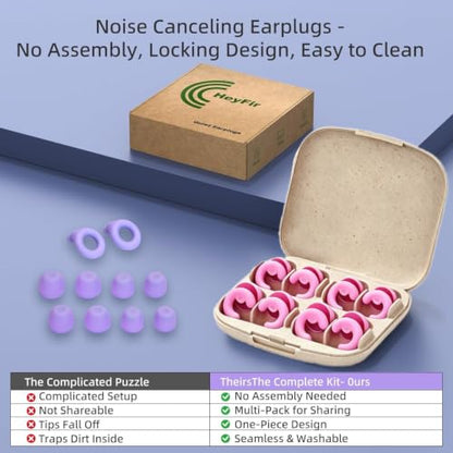 Noise Cancelling Ear Plugs Sleep 50dB NRR Side Sleep Small Ear | ultra soft silicone, reusable one-piece design, 4 sizes included, portable case - color: Pink