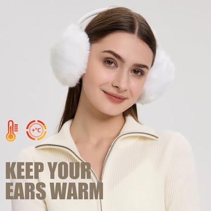 POXIMI Women Winter Earmuffs Girl Ski Adjustable Ear Covers for Kid Cute Bow Ear Warmer Outdoor Earmuff Fleece Lining - color: C-khaki
