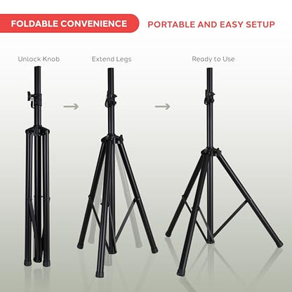 Pyle Universal Speaker Stand 2-Pack – Heavy Duty Tripod Mount Holder Set, Height Adjustable from 40” to 71”, 35mm Insert Compatibility, Safety Pin and Knob Locking for PA, DJ & Studio Use - size: 2-Pack
