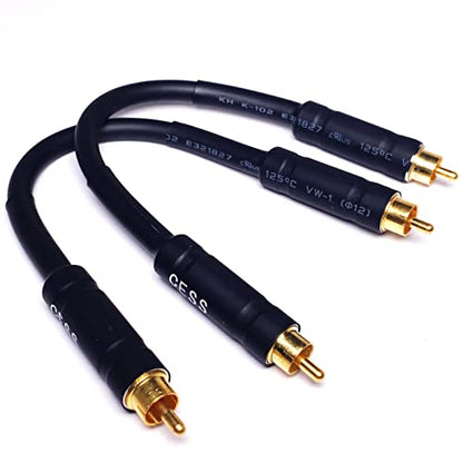 CNCESS RCA Male to RCA Male Short Adapter Cable, Gold Plated Metal Shell, 6 Inch, 2 Pack - size: 6 Inches
