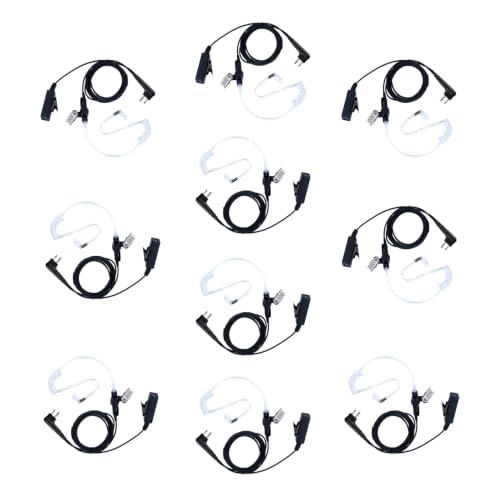 10 PCS CLS1110 Acoustic Tube Surveillance Earpiece/Headset with PTT and Mic for Motorola Walkie Talkie RDM2070d CP200 CP200d CLS1410 CLS1413 CLS1450 Radio - color: Black - 10 Pack
