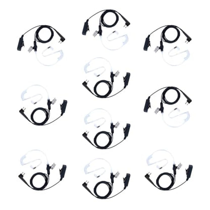 10 PCS CLS1110 Acoustic Tube Surveillance Earpiece/Headset with PTT and Mic for Motorola Walkie Talkie RDM2070d CP200 CP200d CLS1410 CLS1413 CLS1450 Radio - color: Black - 10 Pack