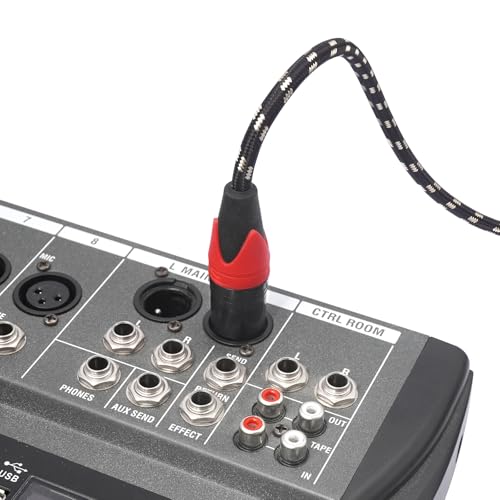 XLR Cable 50ft 4 Packs - Premium Balanced Microphone Cable with 3-Pin XLR Male to Female Mic Speaker Cable, Black and White Grid Layer, Pure Copper and Plated Conductors - color: Black White Grid, size: 50 FT, 4Packs