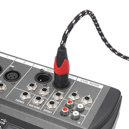 XLR Cable 50ft 4 Packs - Premium Balanced Microphone Cable with 3-Pin XLR Male to Female Mic Speaker Cable, Black and White Grid Layer, Pure Copper and Plated Conductors - color: Black White Grid, size: 50 FT, 4Packs