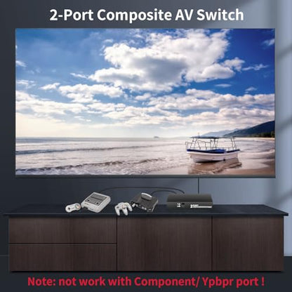 BolAAzuL RCA Switch 2 in 1 Out Composite Video L/R Audio Switcher Selector | 2-Way RCA Switcher 2x1 AV Switch Box 2-Port Plug & Play for N64 PS2/3 Wii Xbox Game Consoles DVD STB TV - style: 2 in 1 out