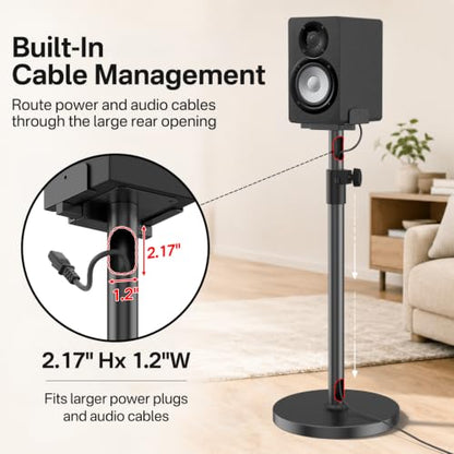 Heavy Duty Studio Monitor Stand Pair for Yamaha HS5/HS7/HS8, Edifier MR4/MR5, JBL 305P, Height Extend 29-37.5", Dual Side Clamp Fit 5"–11" Speaker Stand, Built-in Cable MGMT&Anti-Vibration Foam Pads