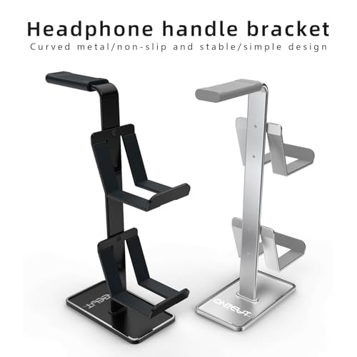 3in1 Headphone Holder Game Controller, Gaming Headset Stand, Dual Headphone Holder with Base (Black)