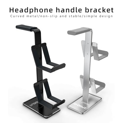 3in1 Headphone Holder Game Controller, Gaming Headset Stand, Dual Headphone Holder with Base (Black)