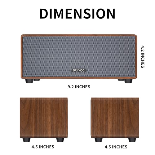 Wood-Grain Computer Speakers for Desktop PC, 10W Wired USB-Powered Speaker with 3.5mm AUX Jack, Plug & Play Clear Stereo Audio, Compact Brown Desk Speaker with In-Line Volume Control for Home Office