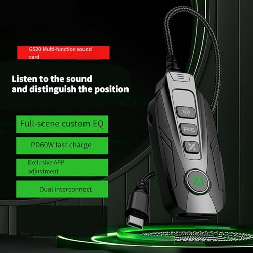 GS20 Type C / USB Small Sound Card 7.1 Uses external channel black gaming card with surround for wide compatibility