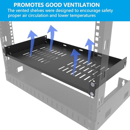 1U Disassembled Universal Server Rack Shelf Steel 12" Deep - size: 12 inch