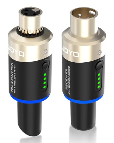 JOYO 5.8Ghz Wireless Microphone System 4 Channels XLR Transmitter Receiver Plug-on Mic Adapter for Dynamic/Phantom-Powered Condenser Live Sound, Studio, Church, Audio Mixer, PA System (MW-1A)