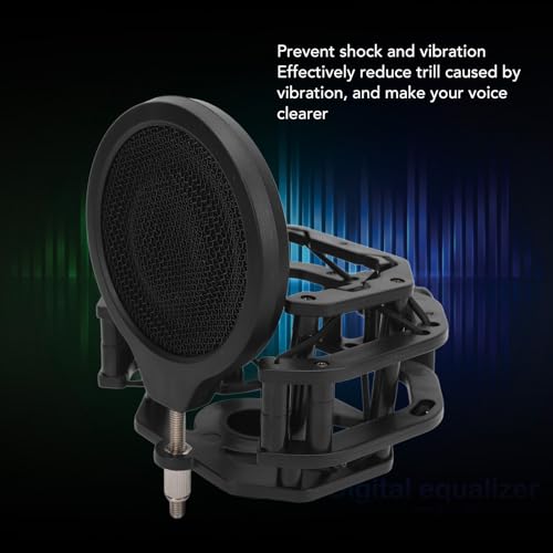 Adjustable Microphone Shock Mount Filter, Professional Mic Holder Clip for U87 Dia 24mm, Dual - Layer Windscreen with Vibration Isolation for Studio and Broadcast