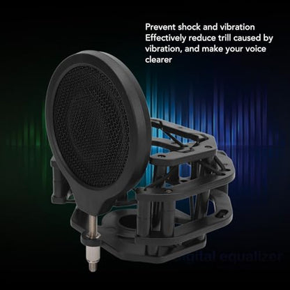 Adjustable Microphone Shock Mount Filter, Professional Mic Holder Clip for U87 Dia 24mm, Dual - Layer Windscreen with Vibration Isolation for Studio and Broadcast