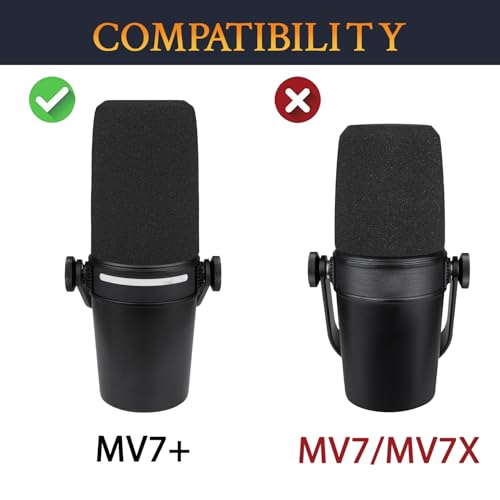 SOULWIT 2Pcs Pop Filter for Shure MV7+(MV7 Plus) - Black | Do Not Fit MV7/MV7X Microphones