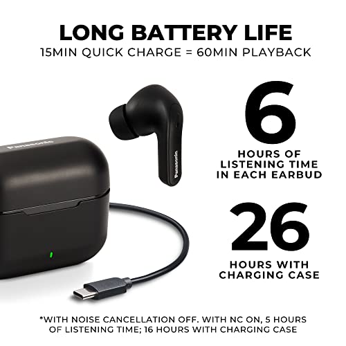 Panasonic ErgoFit True Wireless Earbuds with Noise Cancelling, in Ear Headphones with XBS Powerful Bass, Bluetooth 5.3, Charging Case - RZ-B310W - style: Earbuds with Noise Cancelling