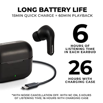 Panasonic ErgoFit True Wireless Earbuds with Noise Cancelling, in Ear Headphones with XBS Powerful Bass, Bluetooth 5.3, Charging Case - RZ-B310W - style: Earbuds with Noise Cancelling