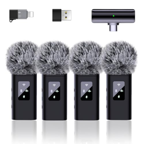 Pro 4 Wireless Lavalier Microphone for iPhone Android Phone Pad Computer, Mini Microphone Lapel, 48KHz 24Bit, Reverb, Noise Cancelling for Video Recording Vlog Podcast Stream YouTube TikTok