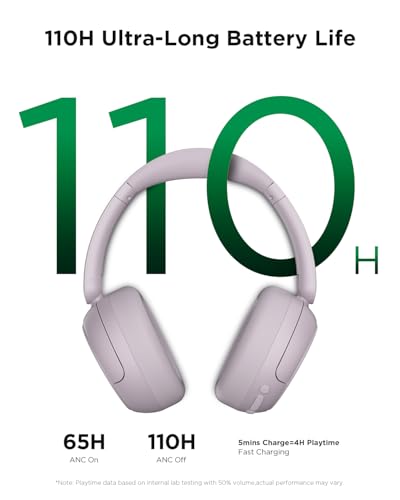 TALIX H30 Hybrid Active Noise Cancelling Headphones, 110H Playtime Hi-Res Audio Bluetooth 6.0 Wireless Over Ear ANC Headphones for Commute/Travel (Purple) - color: Purple