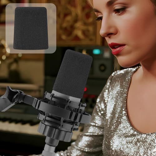 SOULWIT 2Pcs Pop Filter for AKG C214(C214d1) - Black | Windscreen for AKG Pro Audio C214(C214d1) Large-Diaphragm Condenser Microphone