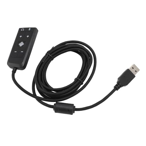 USB Audio Adapter, LED Indicator 2M Length USB To Jack Sound Card Adapter Flexible Volume Adjustment Immersive Sound Plug and Play for PC for Cloud II