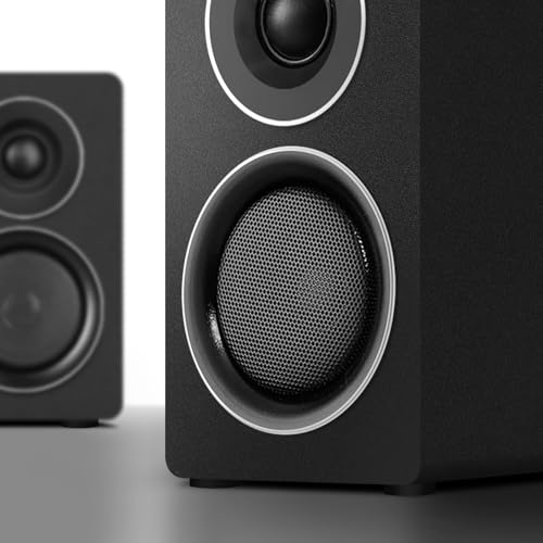 2.1 Computer Speakers with Subwoofer, 100W RMS, Bluetooth 5.3, Black | A 6.5-inch subwoofer, wood cabinets and silk dome tweeters. AUX/RCA, optical and coaxial inputs for PCs, TVs and turntables. - color: Black