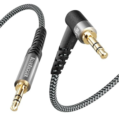 BlueRigger 3.5mm 90 Degree Stereo Audio Cable (6FT, L-Shaped Right Angle Jack, Auxiliary Cable, Male to Male, Hi-Fi Sound) – Aux Cord for Headphones, Car Stereo, Speaker, Phone, Tablet, Laptop - size: 6FT, style: 90D - 3.5MM to 3.5MM