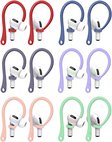 Sport Ear Hooks Compatible with AirPods 3 2 1 & Pro, 6 Pairs 6 Colors Anti Slip Anti Lost Silicone Earhook Ear Loop Compatible with AirPods Pro 3 2 1, 6 Pairs, Red/Pink/Green/Purple/Gray/Blue - color: Red/Blue/Gray/Purple/Pink/Green
