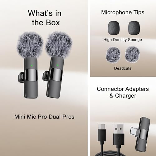 Mini Mic Pro (Latest Model – #1 Microphone for iPhone & Android, Wireless Mini Microphone, Clear Voice, Noise Cancelling, Lavalier Mic for TikTok, YouTube & Interviews (iPhone 15+) - style: USB-C Only (iPhone 15+ / Android)
