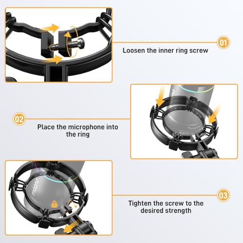 MAONO PD200XS/PD200X Shock Mount - Reduces Vibration Noise | Removable Shock Mount for Microphones with a Diameter of about 56mm/2.2 Inches, Black