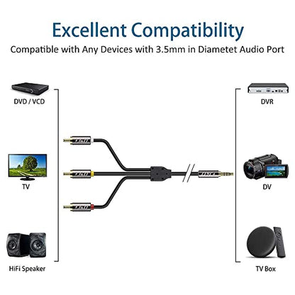 J&D 3.5mm to RCA AV Cable, Gold Plated Copper Shell Heavy Duty 3.5mm 1/8 inch Male TRRS to 3 RCA Male Plug Stereo Audio Video AUX Cable for Tablet, Speaker, Home Theater, 6 Feet - size: 6 Feet