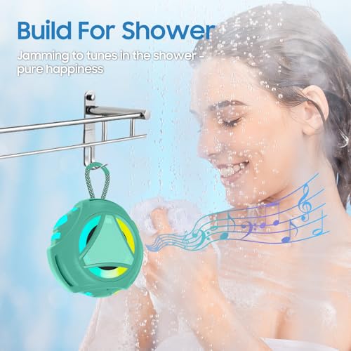 Bluetooth Shower Speake Waterproof，Portable Outdoor Bluetooth Speake with RGB Lights，IPX67 Floating，Built-in Mic，24Hrs Playtime，True Wireless Stereo，Gifts for Teens Boy Girls Women Men - Green - color: Green