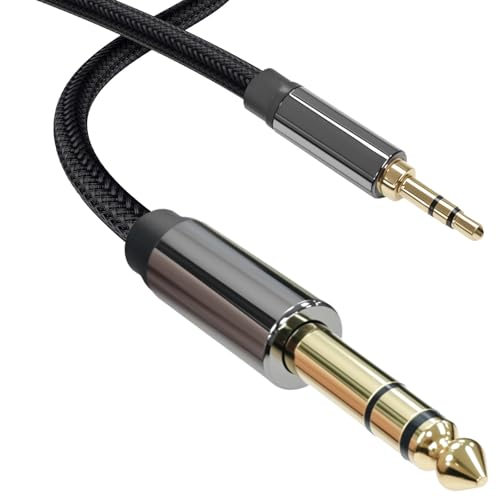 3.5mm to 1/4 Cable, TRS to TRS Stereo Audio Cord, 6.6ft | 3.5 to 1/4" Braided Cable, Gold-Plated Connectors, Cables for Guitar, Keyboard, Digital Piano, Speaker, Mixer, Amplifier - size: 6.6ft