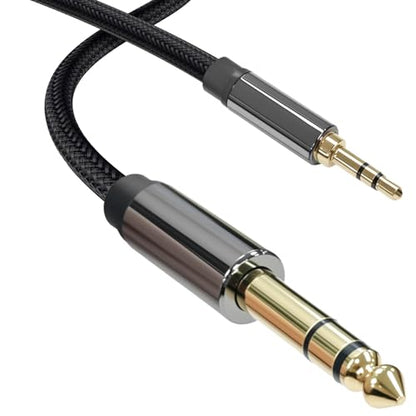 3.5mm to 1/4 Cable, TRS to TRS Stereo Audio Cord, 16ft | 3.5 to 1/4" Braided Cable, Gold-Plated Connectors, Cables for Guitar, Keyboard, Digital Piano, Speaker, Mixer, Amplifier - size: 16ft