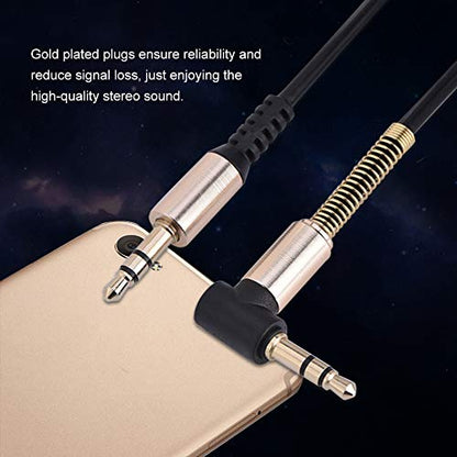 Socobeta Audio Cable 3.5mm Male to Male Spring Aux Cable L-Shaped & I-Shaped Retractable Cord for Car Audio Earphone