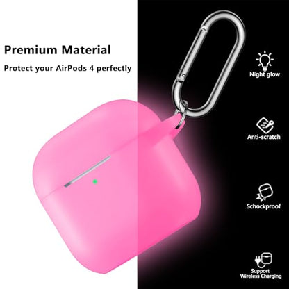 for Airpods 4th Generation Case Cover(2024),Soft Silicone Full Protective Case for AirPods 4 Case with Keychain & Cleaner Kit,Compatible with Apple Airpods 4 for Women,Men（Nightglowpurple） - color: Nightglowpurple