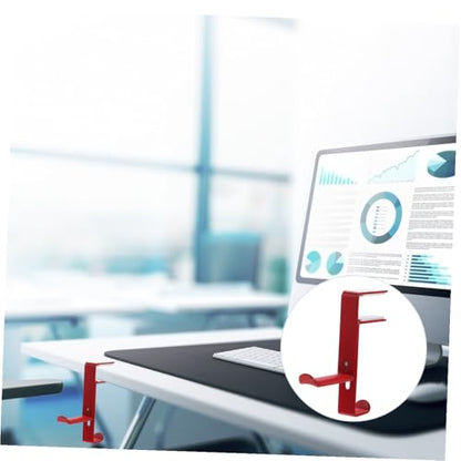 Adjustable Headphone Rack for Desk – Metal Clamp Hook Punch-Free Design Suitable for Home Office Use Compatible Headsets and Controllers - color: Red