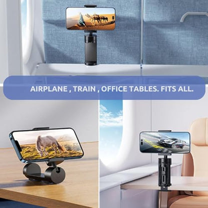 3 PACK Airplane Phone Holder Travel Essentials Accessories – Universal Hands Free Cell Phone Stand Mount for Air Plane Table Seat Desk, Cruise, Car & Flight – Mini Size for Vacation, iPhone, Samsung - size: 3 Pack