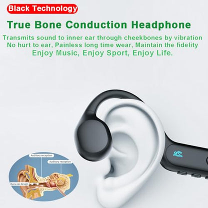 AYI Professional Swim Headphones True Bone Conduction Open Ear Headset Underwater MP3 Player Built-in 32G Memory IP68 Waterproof Bluetooth Earphone for Driving Bicycling Running Skiing-X6 Black - color: Swim Headphone X6 Black