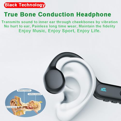 IHAO Swimming Headphones True Bone Conduction Open Ear Headset MP3 Player Built-in 32G Memory IP68 Underwater Waterproof Stereo Bluetooth Earphone for Driving Bicycling Running Skiing-X6 Black - color: X6 black