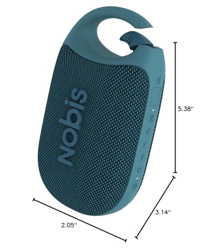 NOBIS Clip Portable Bluetooth Speaker, Up to 24H Playtime, IP68 Waterproof | BT 5.3, HD Sound & Custom EQ Via App, Wireless Stereo Pairing, Built-in Carabiner for Outdoor & Travel - color: Blue