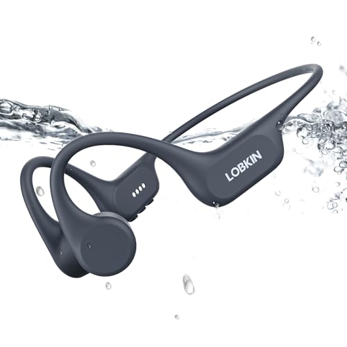 LOBKIN Bone Conduction Swimming Headphones IP68 Waterproof MP3 32G Memory | Bluetooth 5.4, 10 Hours Playtime, Secure Fit, Underwater Open Ear Earbuds for Surfing, Running, Cycling