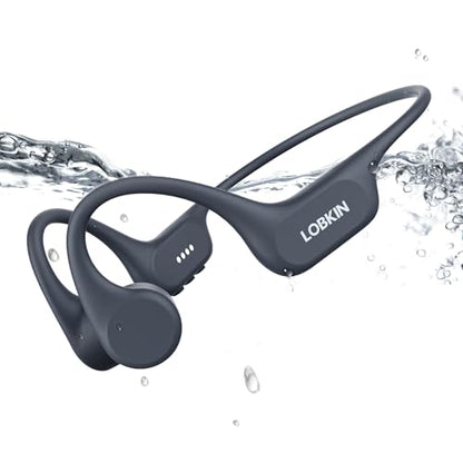 LOBKIN Bone Conduction Swimming Headphones IP68 Waterproof MP3 32G Memory | Bluetooth 5.4, 10 Hours Playtime, Secure Fit, Underwater Open Ear Earbuds for Surfing, Running, Cycling