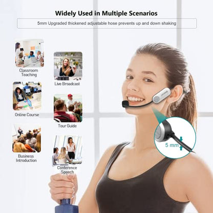 Bietrun UHF Wireless Microphone Headset, 165ft Range, Working Time 6H, 1/4''Plug, Wireless Headset Mic ＆Handheld Mic 2 in 1, for Karaoke Speaker, Amplifier, Speakers, PA System, Teaching, Fitness - color: White
