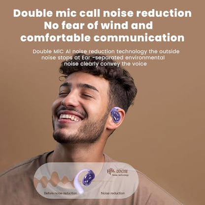Open Ear Earbuds Ultra Comfort Wireless Bluetooth 5.4 Headphones Over The Ear Earbuds with Intelligent Touch Screen EarHooks IPX7 Waterproof Bone Conduction Earphones for Fitness Sports-Purple - color: PURPLE
