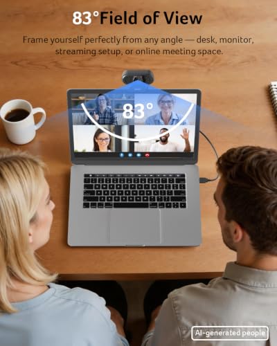 Acer 1080p Webcam USB Plug and Play Webcam for PC with Noise Cancellation Microphones Computer Camera for Desktop Streaming Gaming Online Meeting Wide Angle Privacy Cover A-to-C Adapter Easy Setup - color: Black