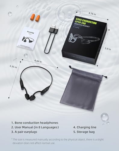 Bone Conduction Headphones,Bluetooth 5.4 Open Ear Headset Black | Built-in Mic, 18H Playtime, 27g Ultra Lightweight, IPX6 Sweatproof, Ideal for Running, Cycling & Gym Workout - color: Black