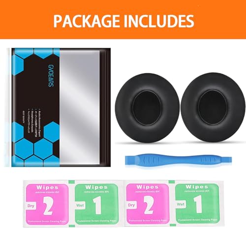 Gvoears Replacement Ear Pads for Beats Solo 2 & 3 Headphones Ear Cushions | Stronger Adhesive, Added Memory Foam Thickness (Black) - color: Black
