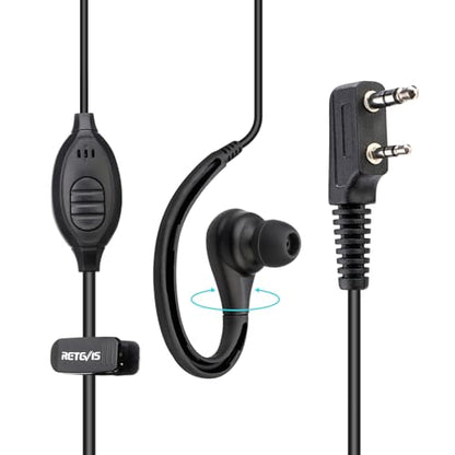 Retevis RT22 Walkie Talkie Earpiece, for RT68/RT21/H777/RT27/RT68H | 2 Pin, Compatible with Pxton, Baofeng BF-888S/BF-T26, Kenwood Two Way Radio, Walkie Talkie Earpiece with Mic(2 Pack) - size: Standard size (Pack of 2)